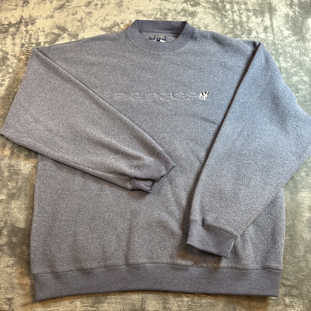 Vintage Big Dogs Polar Dogs High Tech Navy Blue Fleece Crewneck XL Vtg 90s